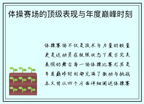 体操赛场的顶级表现与年度巅峰时刻